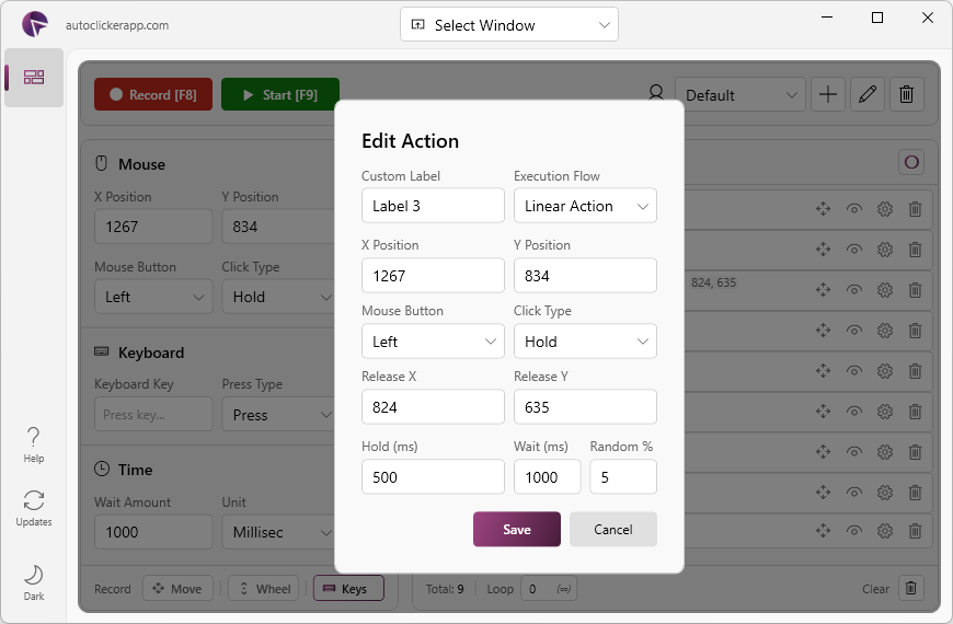 Auto Clicker - Edit Action